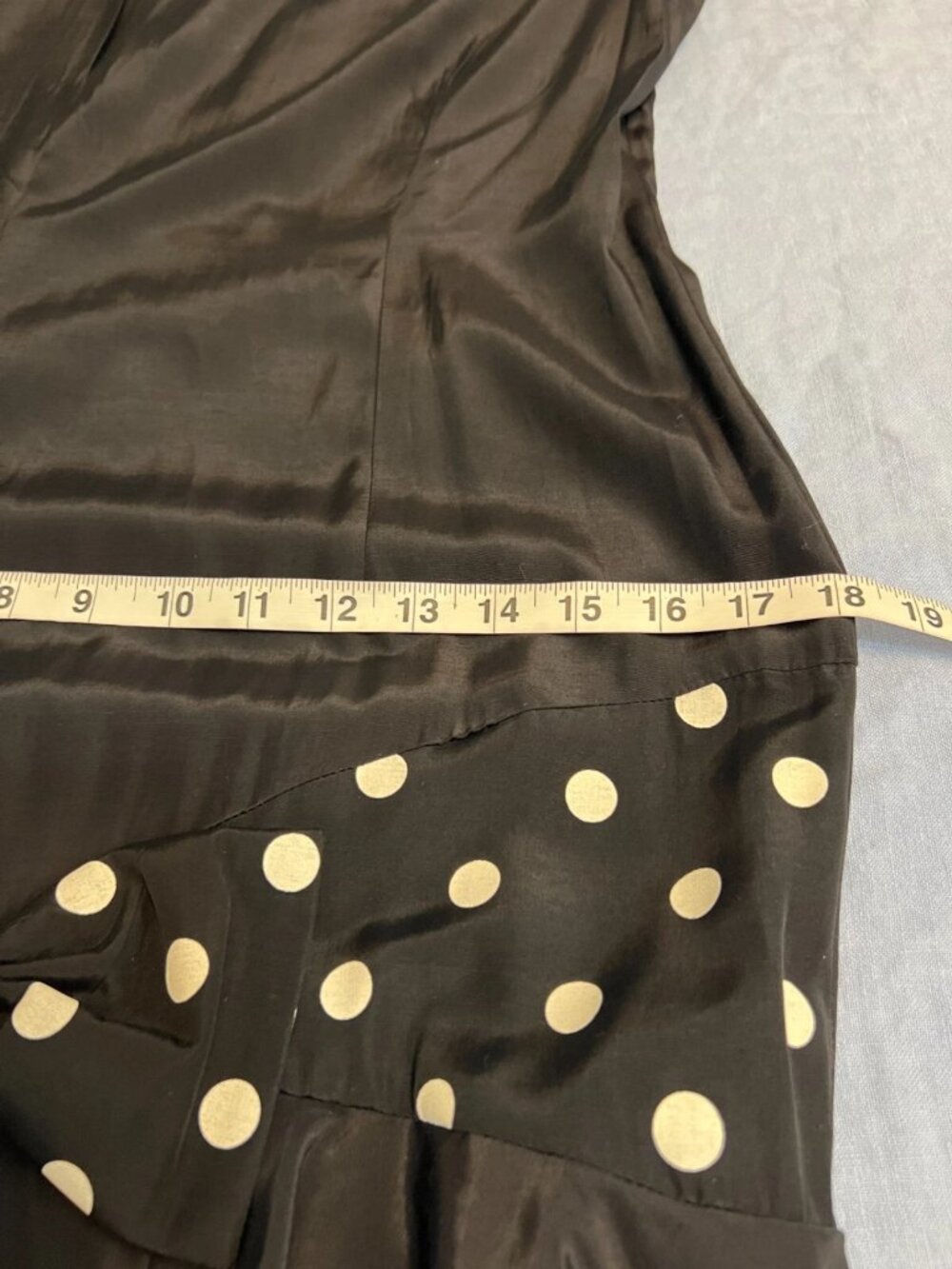 Vintage GACCINA Black Polka Dot Dress Bow Ruffle Hem Retro 80s Size 3/4 Rayon - Picture 10 of 11